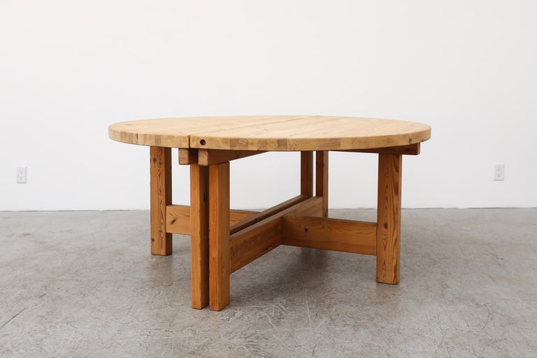 Danish Tage Poulsen for GM Möbler Round Pine Dining Table with Extension For Sale
