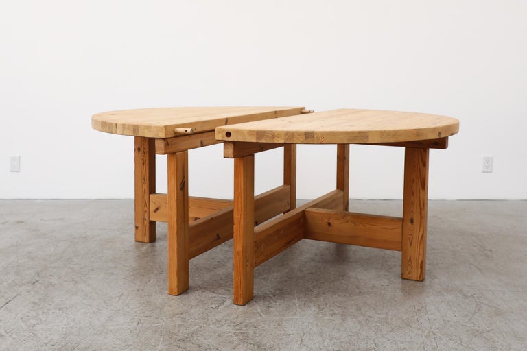 Tage Poulsen for GM Möbler Round Pine Dining Table with Extension For Sale 1