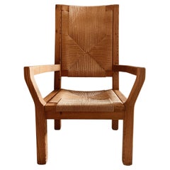 Tage Poulsen Pine and high back Wicker Lounge Chair