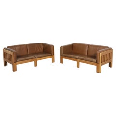 Tage Poulsen TP633 Oak and Leather Two-Seater Sofas for CI Designs