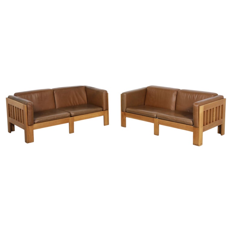 Tage Poulsen TP633 Oak and Leather Two-Seater Sofas for CI Designs
