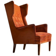 Tage Wernersen Cognac Wingback Easy Chair
