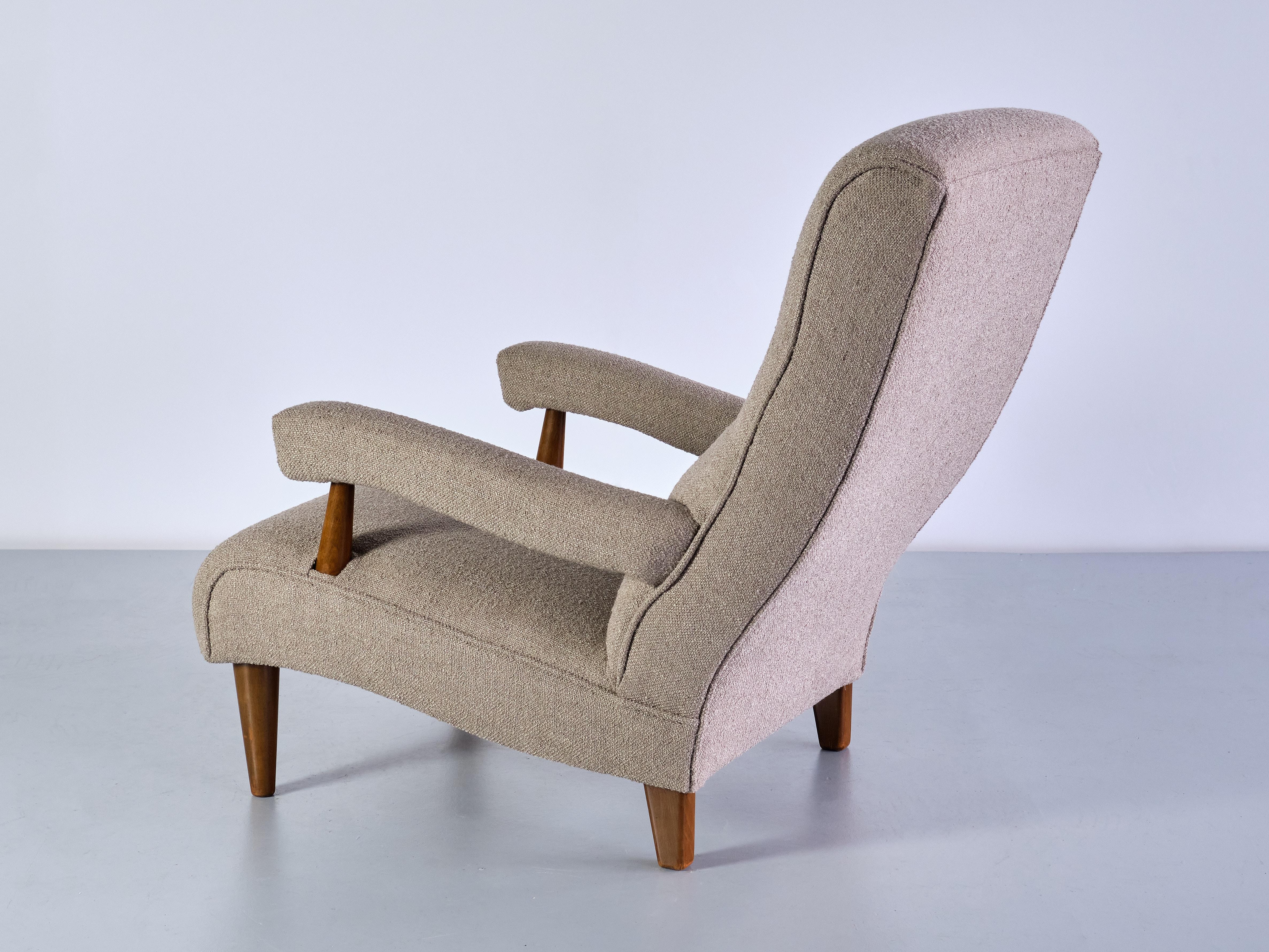 Tage Westberg Armchair in Bouclé and Beech Wood, Sweden, 1960s For Sale 5