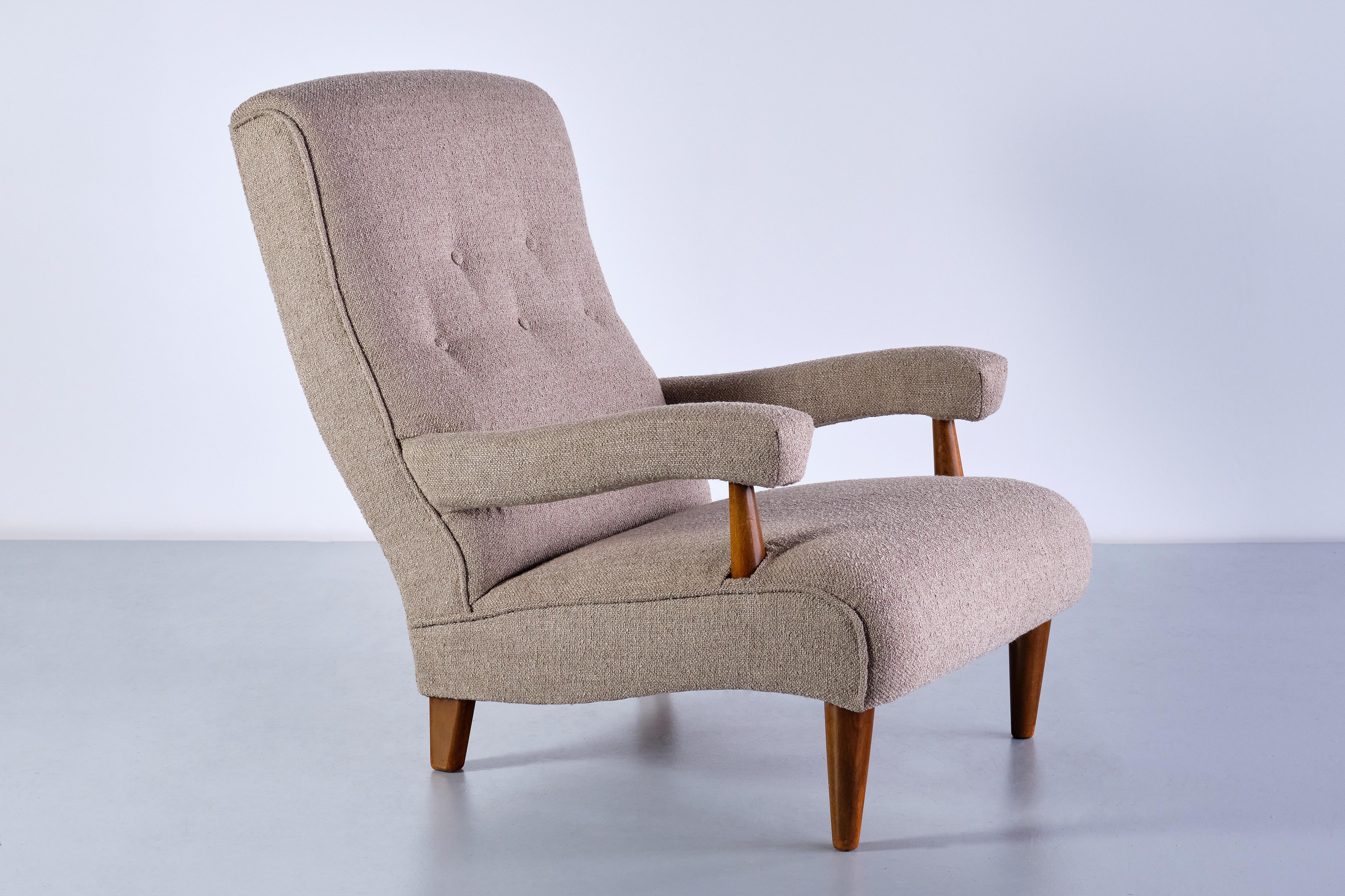 Tage Westberg Armchair in Bouclé and Beech Wood, Sweden, 1960s For Sale 6