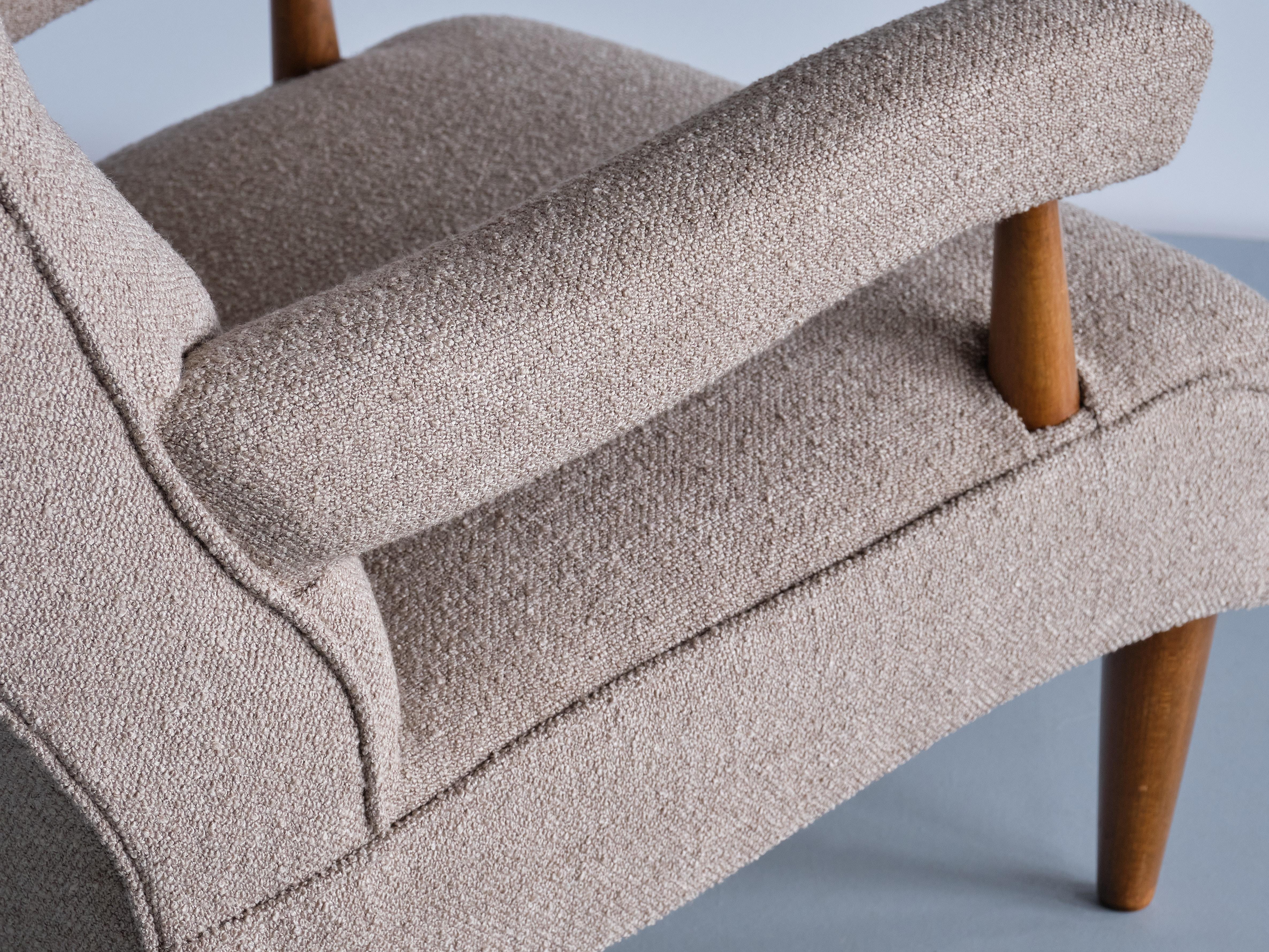 Tage Westberg Armchair in Bouclé and Beech Wood, Sweden, 1960s For Sale 2