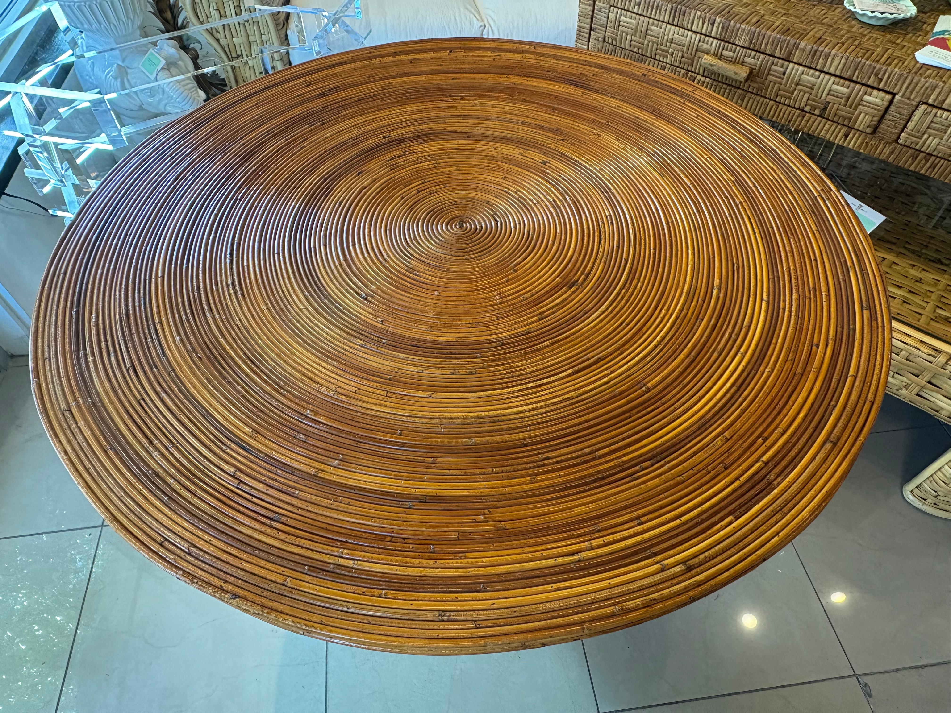 Tagged Italia Vivai del Sud Comedor Centro de Juegos Mesa Lápiz Caña Ratán Bambú en Bueno estado para la venta en West Palm Beach, FL