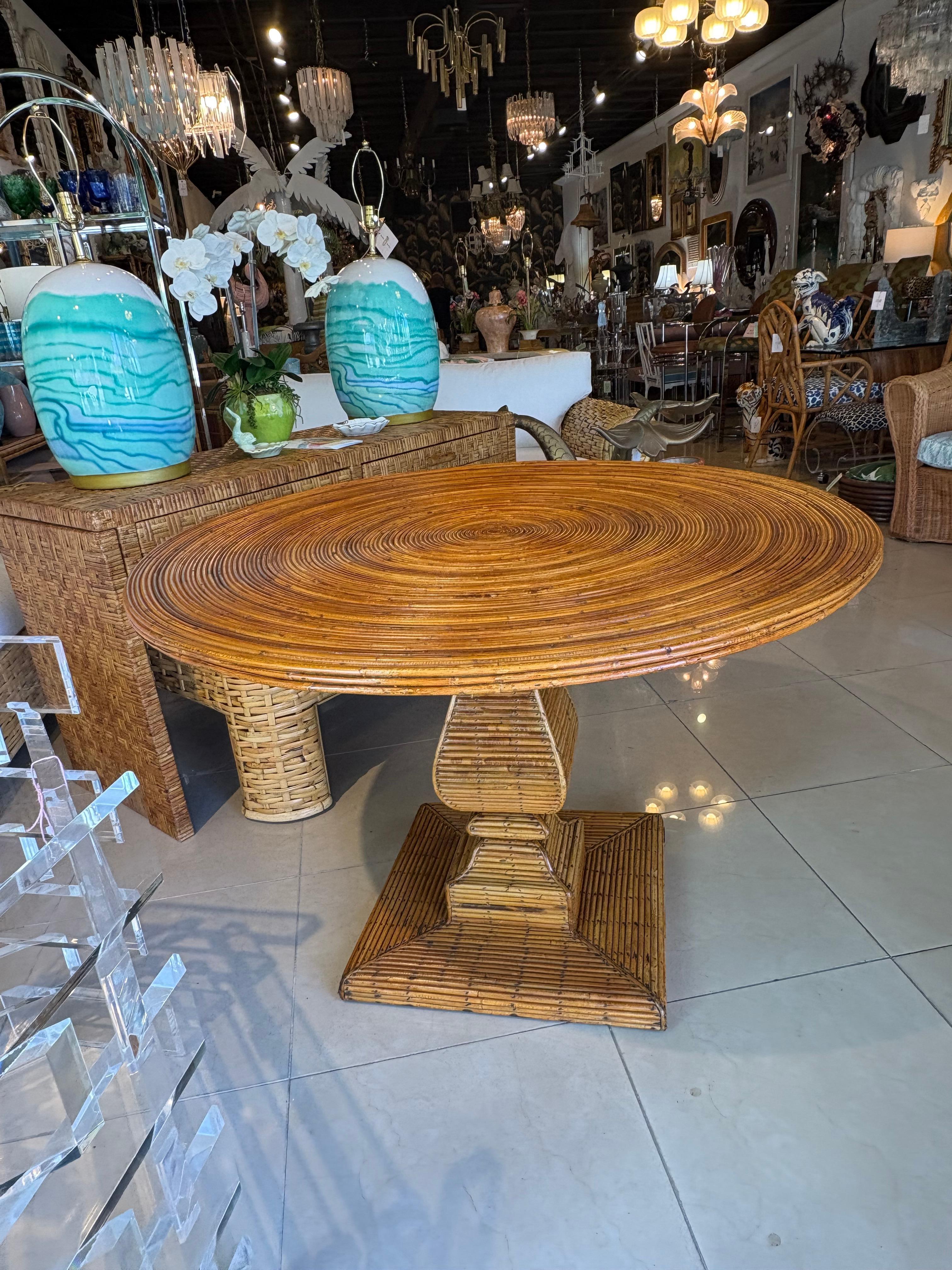 Tagged Italia Vivai del Sud Comedor Centro de Juegos Mesa Lápiz Caña Ratán Bambú finales del siglo XX en venta