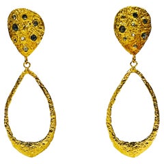 Signature Teardrop Earrings with Diamonds in 22k Gold, by Tagili