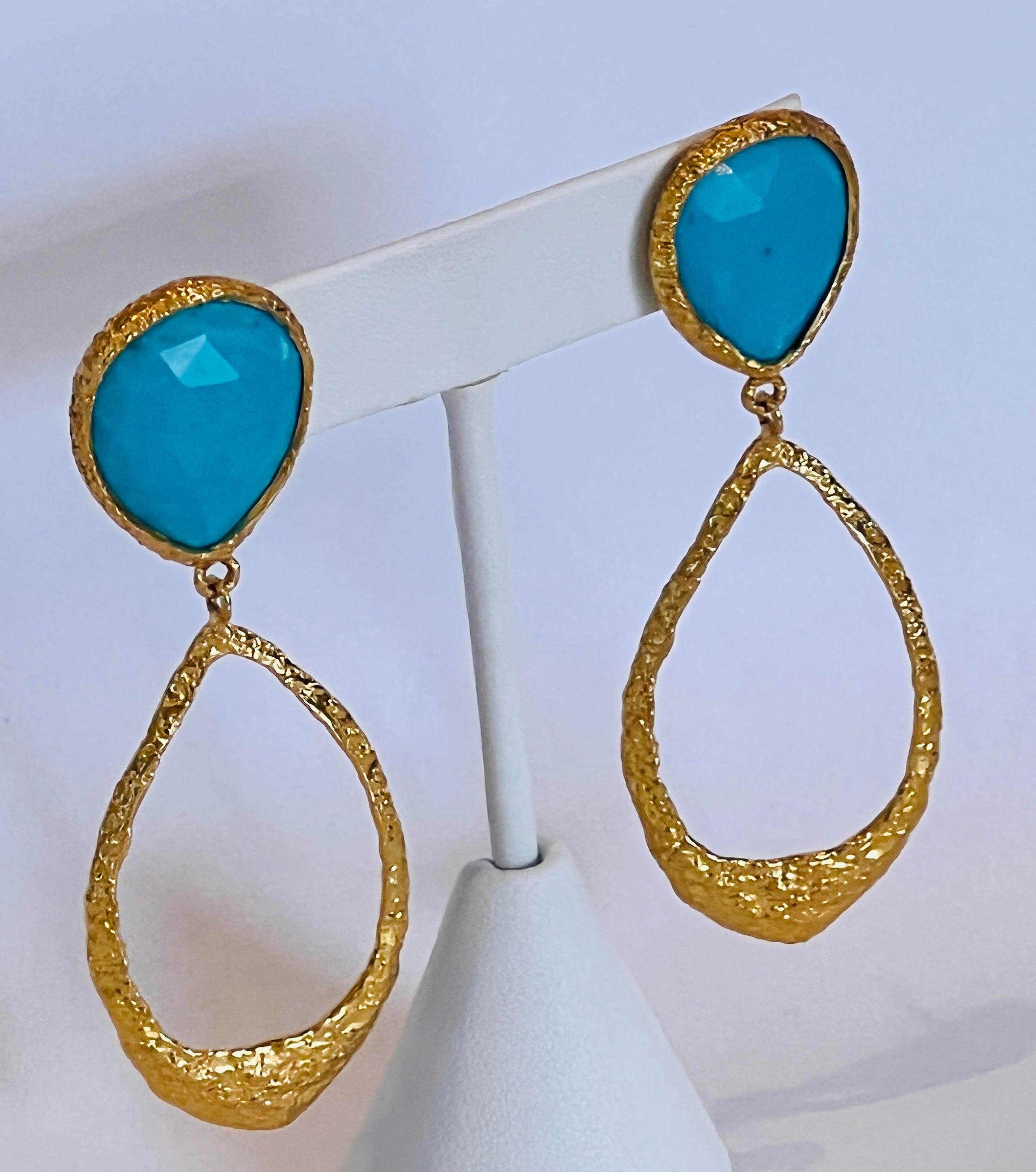 antique large 22k yellow gold handcrafted middle eastern hanging earrings
