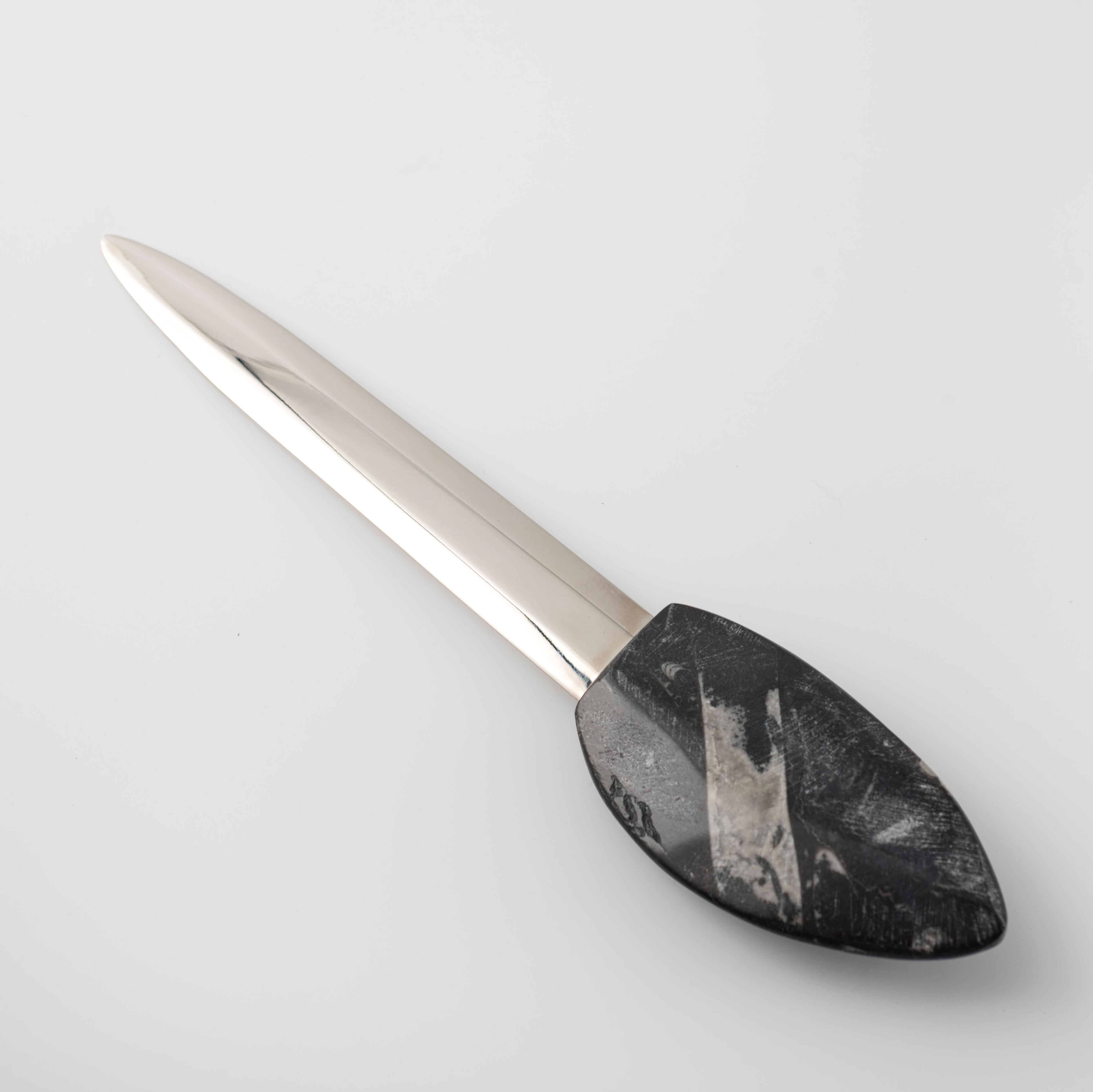 Modern MODERN DESIGN PAPER CUTTERS authentic ammonite handle Orthoceras Nautiloiudi For Sale