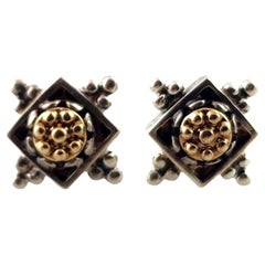 Tagliamonte 14 Karat Yellow Gold & Sterling Silver Stud Earrings #18553