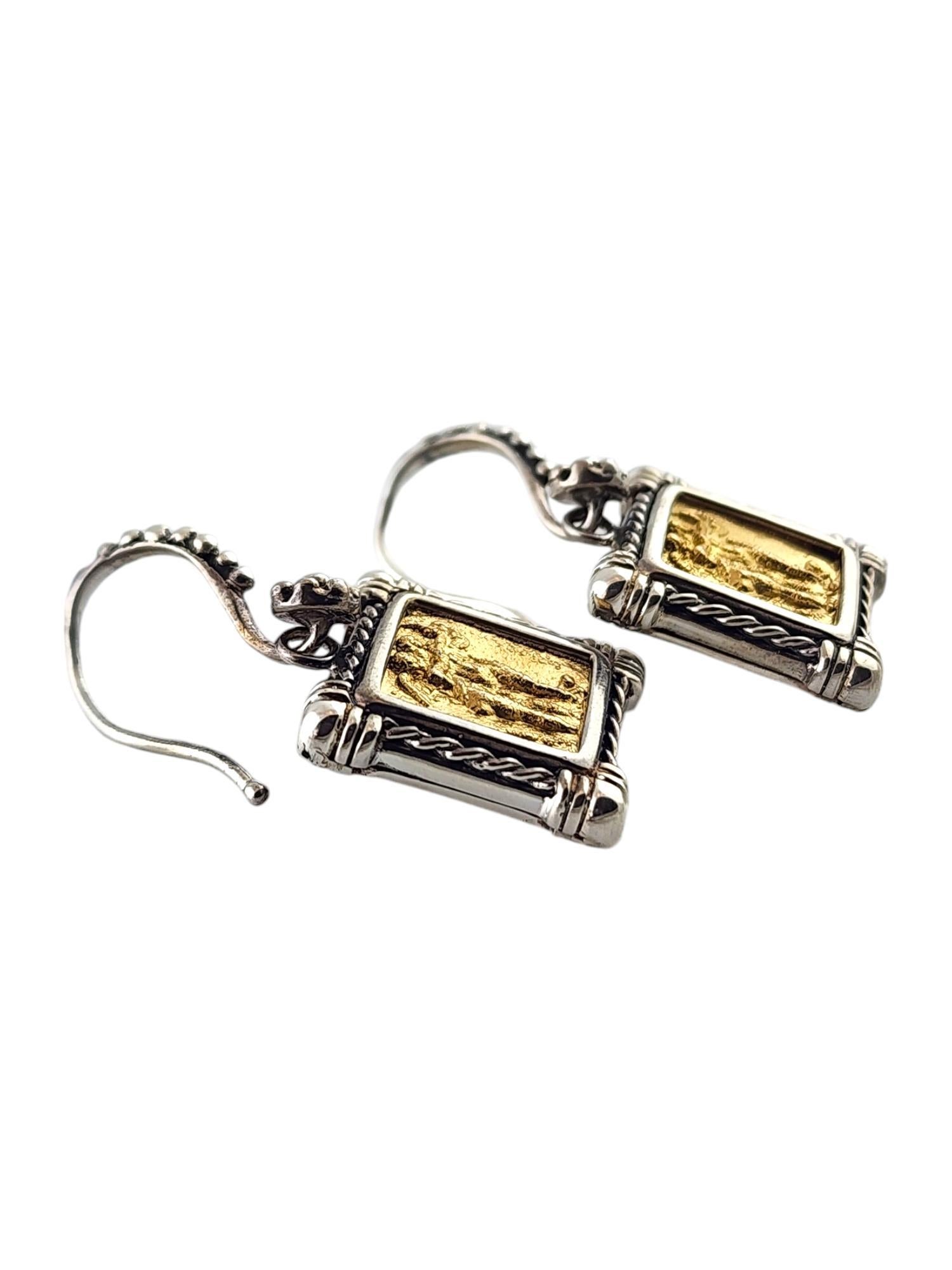 Tagliamonte 14K Yellow Gold & Sterling Silver Drop Intaglio Earrings #18554 In Good Condition In Washington Depot, CT