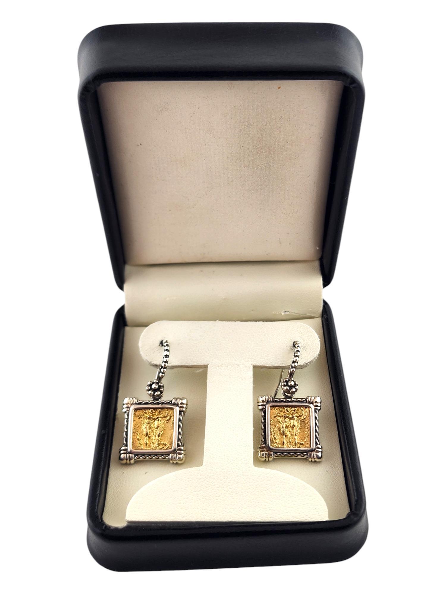 Tagliamonte 14K Yellow Gold & Sterling Silver Drop Intaglio Earrings #18554 2