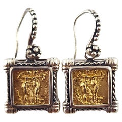 Tagliamonte 14K Yellow Gold & Sterling Silver Drop Intaglio Earrings #18554