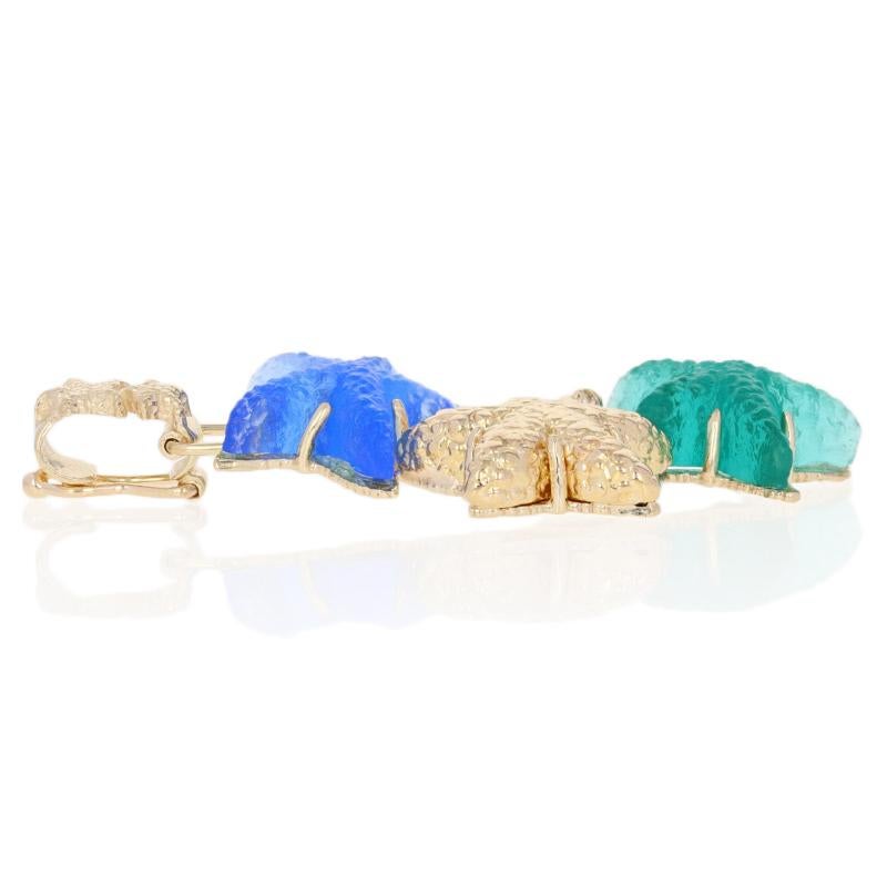 Brand: Tagliamonte
Country of Origin: Italy

Metal Content: Guaranteed 14k Gold as stamped

Material Information: 
Glass
Colors: Blue & Green 

Measurements: 2
