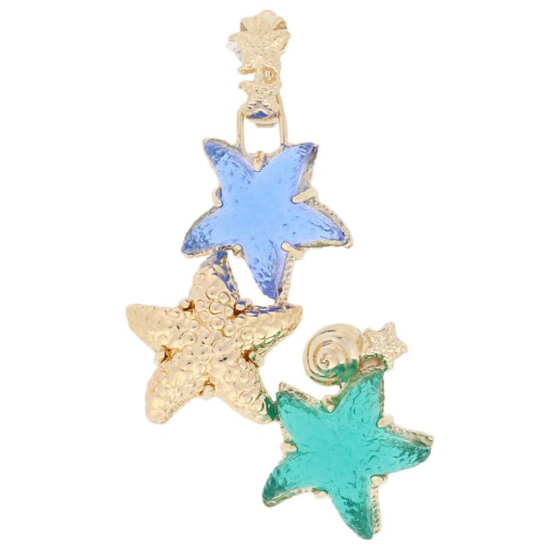 Tagliamonte Glass Starfish Enhancer Pendant, 14k Yellow Gold Beach Ocean Life In Excellent Condition In Greensboro, NC