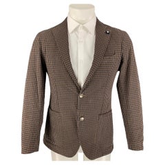TAGLIATORE Size 36 Brown & Black Gingham Cotton Sport Coat