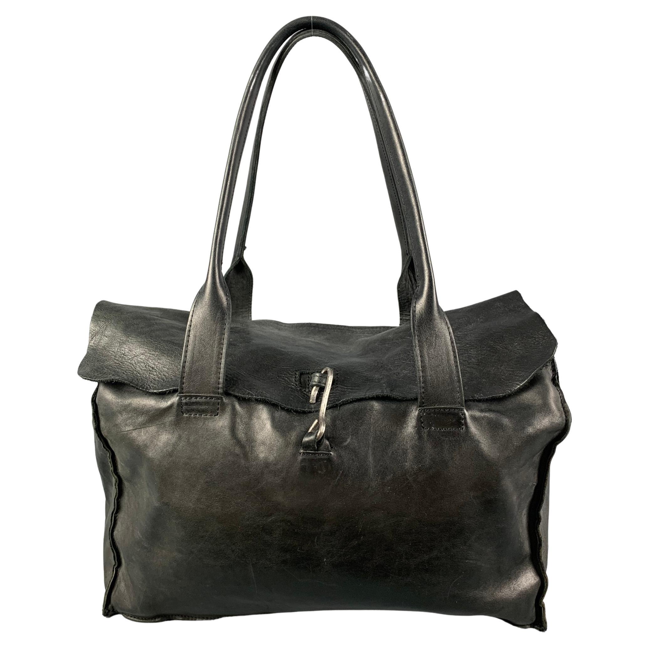 TAGLIOVIVO Black Distressed Horsehide Leather Doctor Handbag