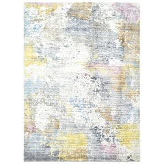 Tagore, Contemporary Abstract Handmade Area Rug, Mist