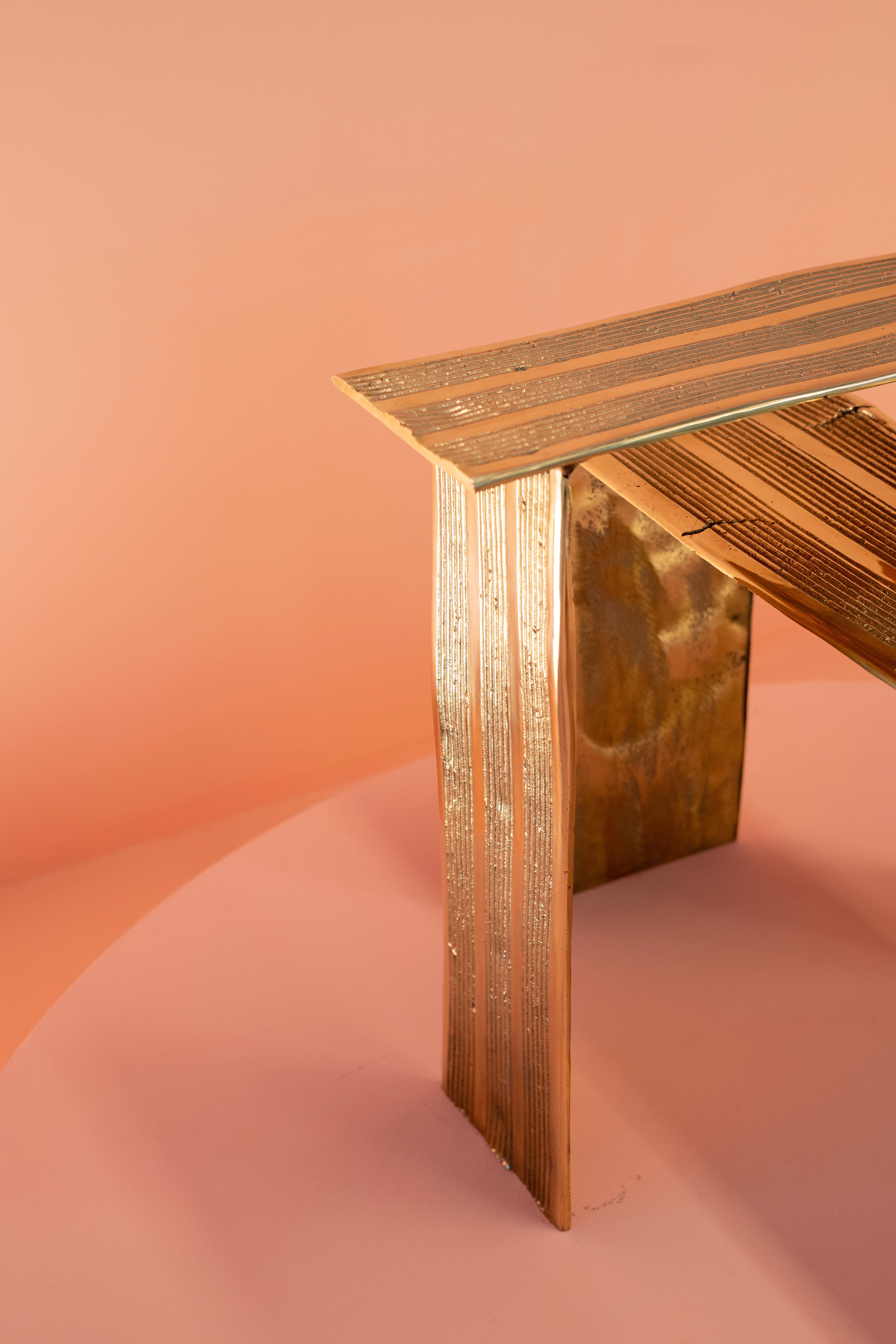 Brazilian Contemporary Cast Bronze Side Table For Sale 4