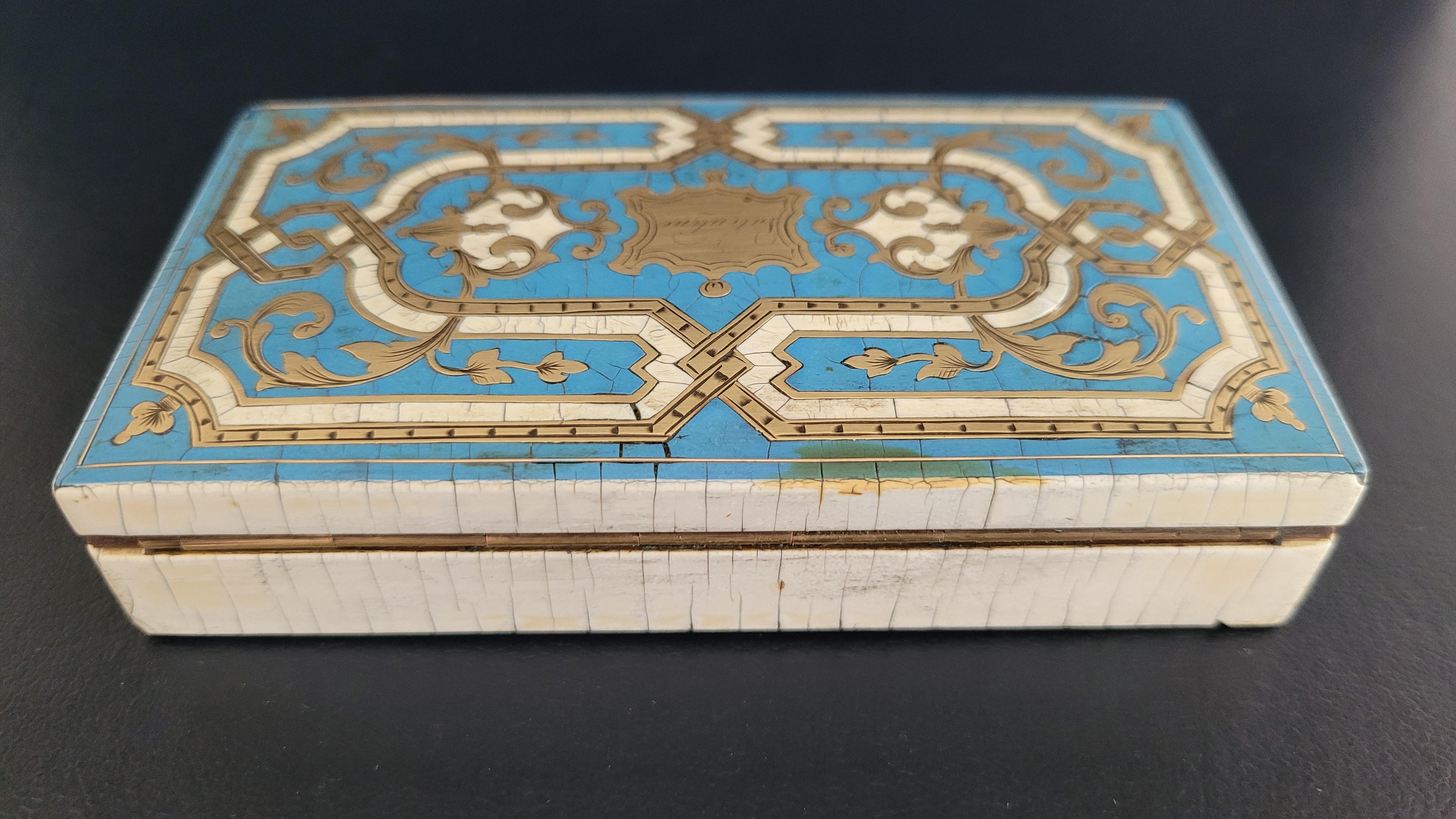 Tahan Antique French Jewelry Box Napoleon III 3  xix Century Boulle Marquetery 2