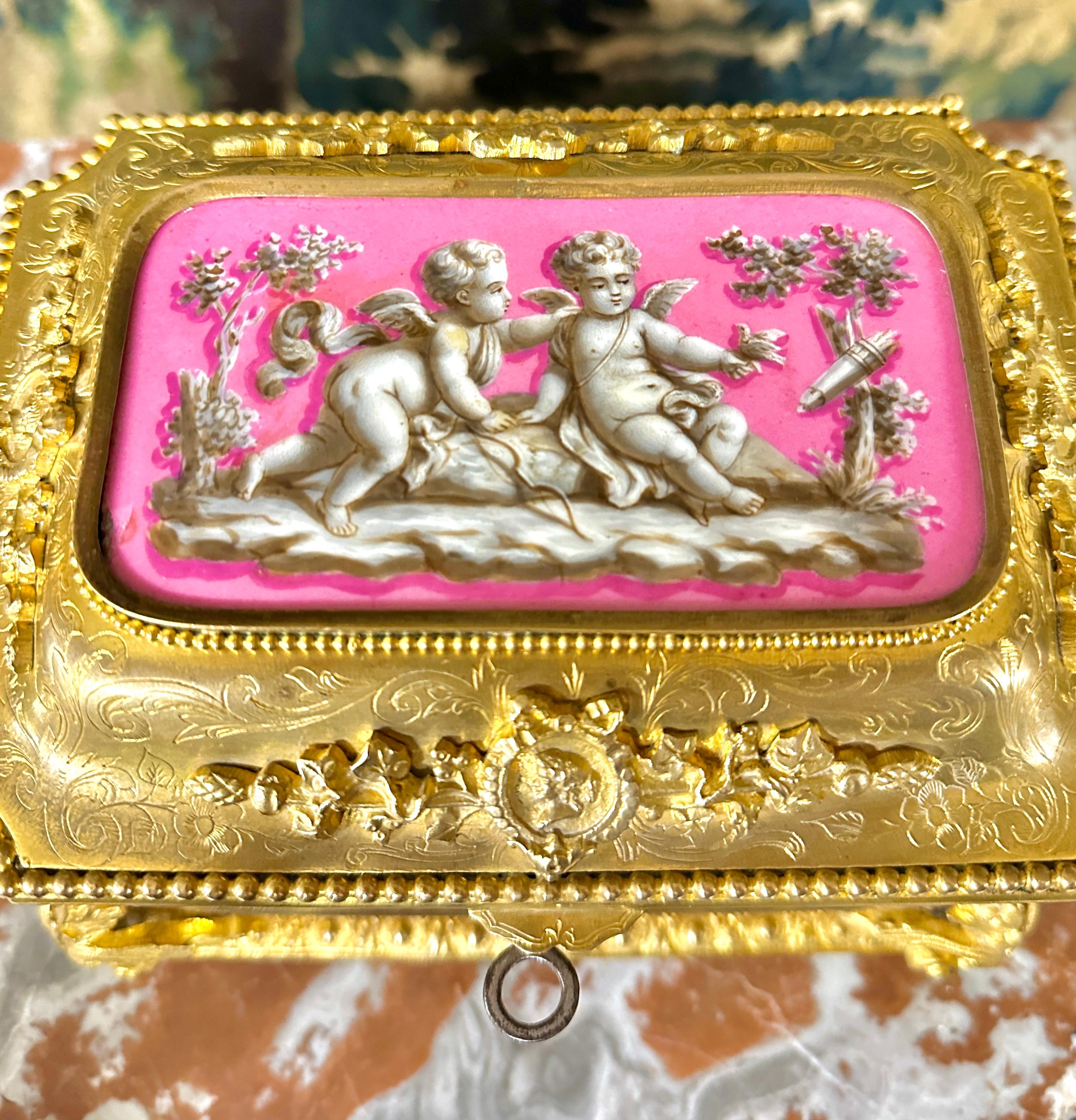 Tahan, Jewelry Box in Gilt Bronze and Porcelain, Napoleon III Period 2