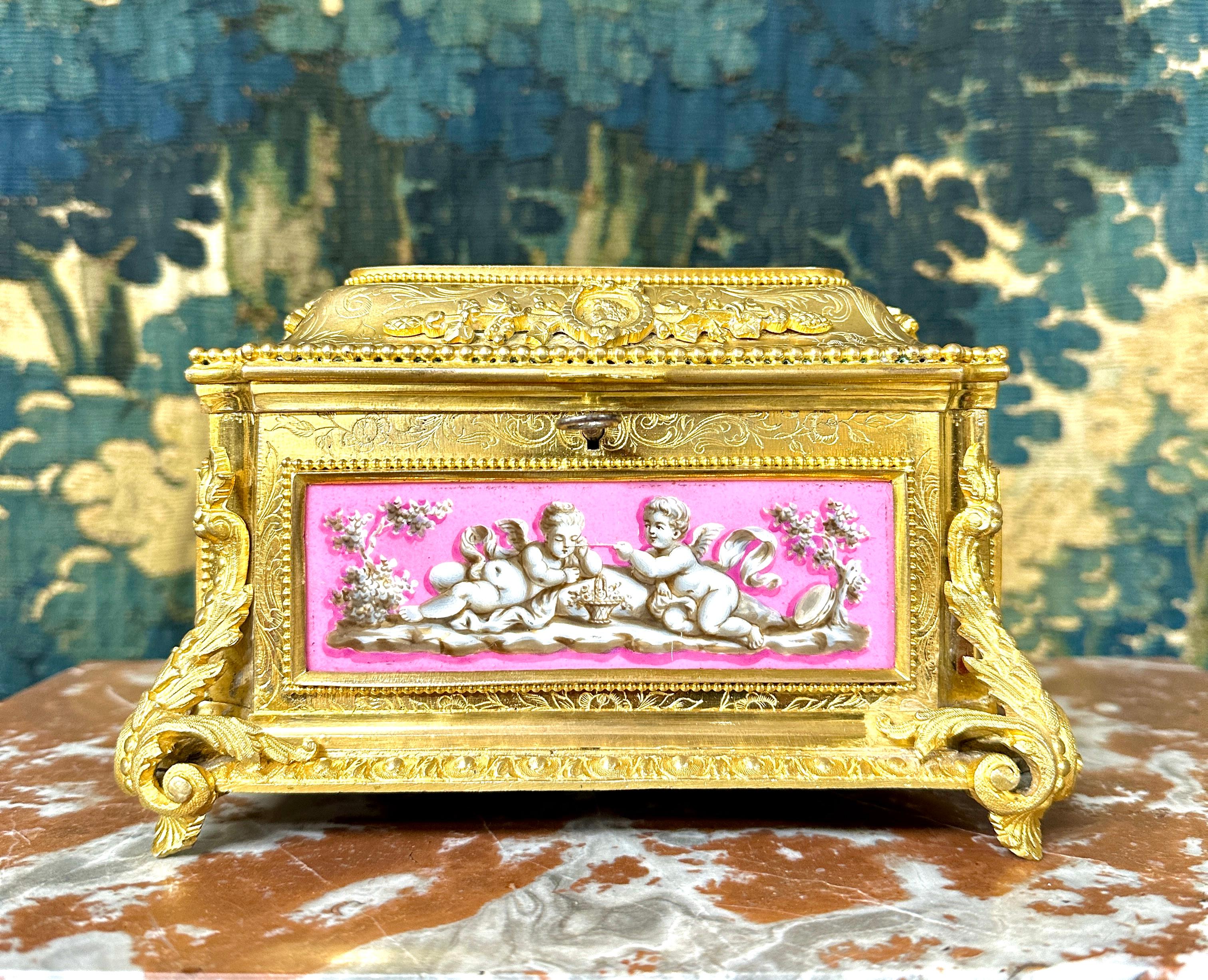 Tahan, Jewelry Box in Gilt Bronze and Porcelain, Napoleon III Period 4