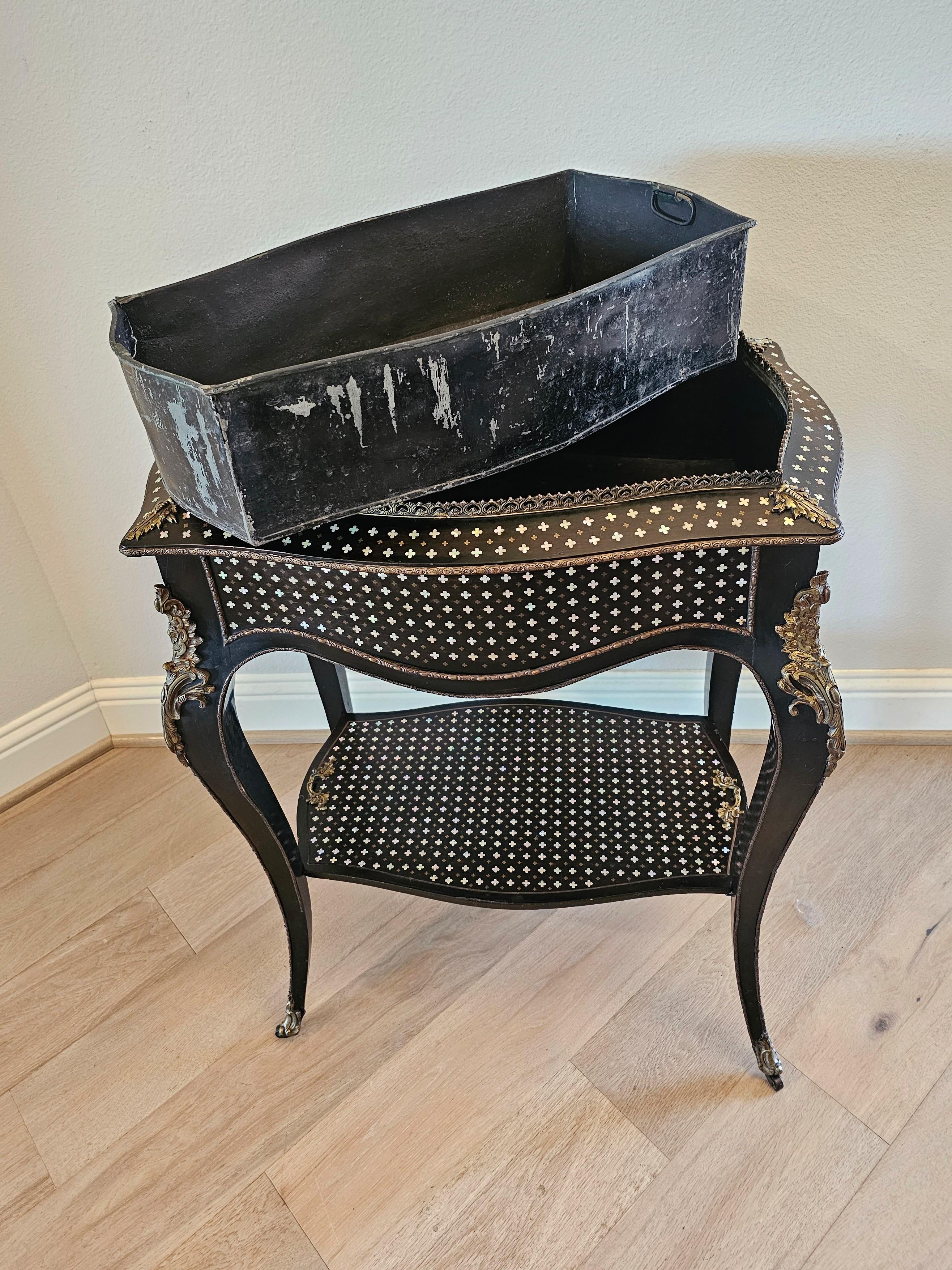 Tahan Paris Signed French Napoleon III Period Convertible Wine Cooler Tray Table For Sale 11