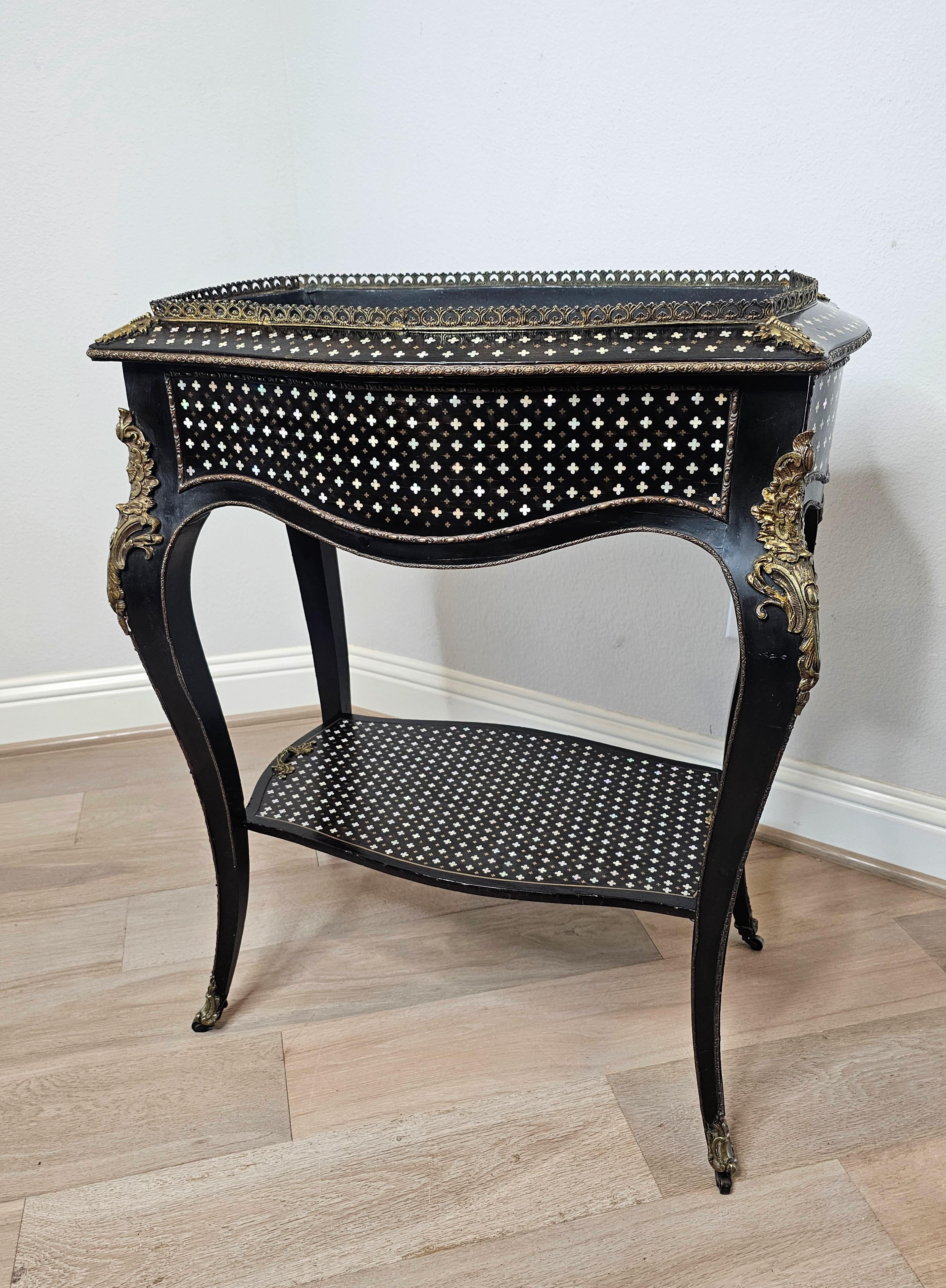 Hand-Crafted Tahan Paris Signed French Napoleon III Period Convertible Wine Cooler Tray Table For Sale