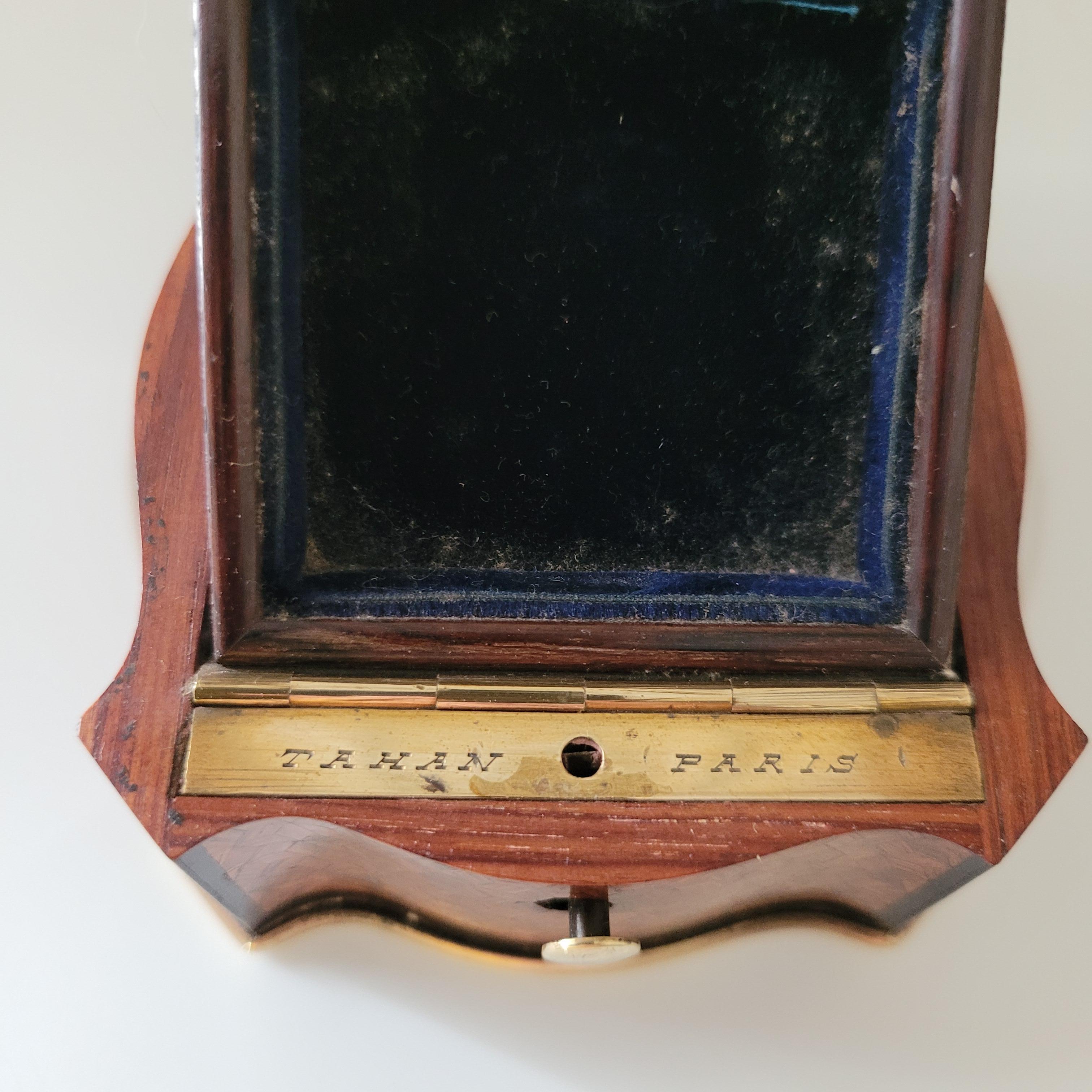 TAHAN Watch Holder, Napoleon 3 Period Rosewood and Ebony Marquetry, Good Cond. 3