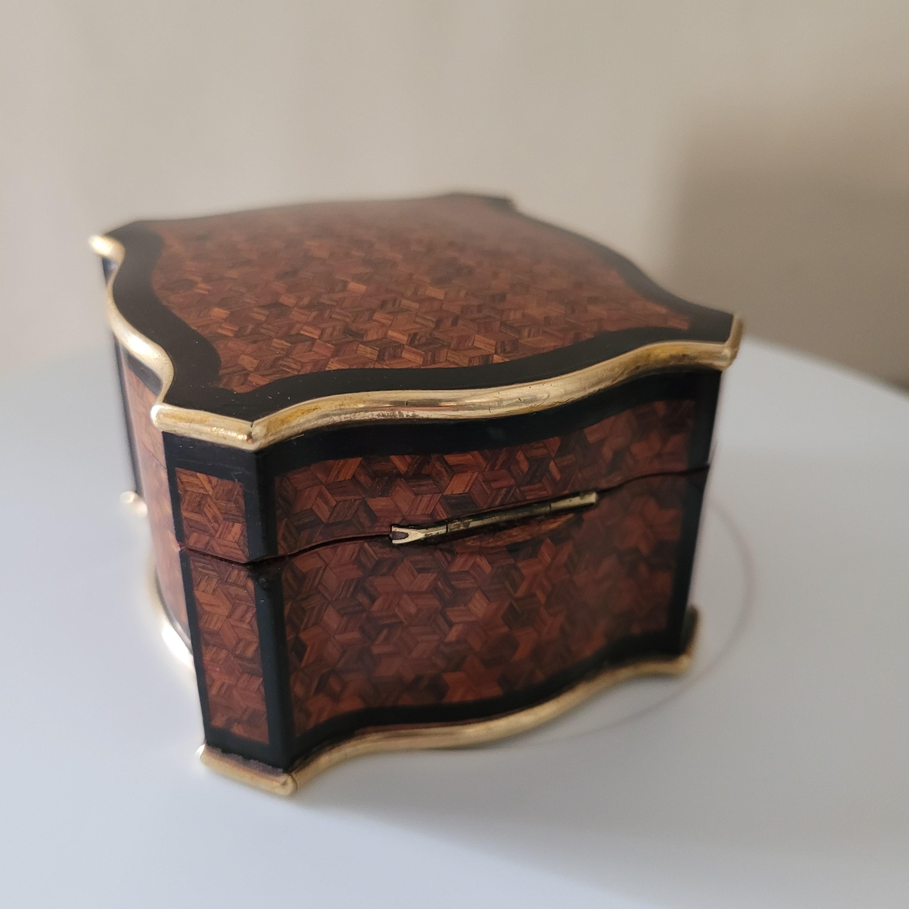 French TAHAN Watch Holder, Napoleon 3 Period Rosewood and Ebony Marquetry, Good Cond.