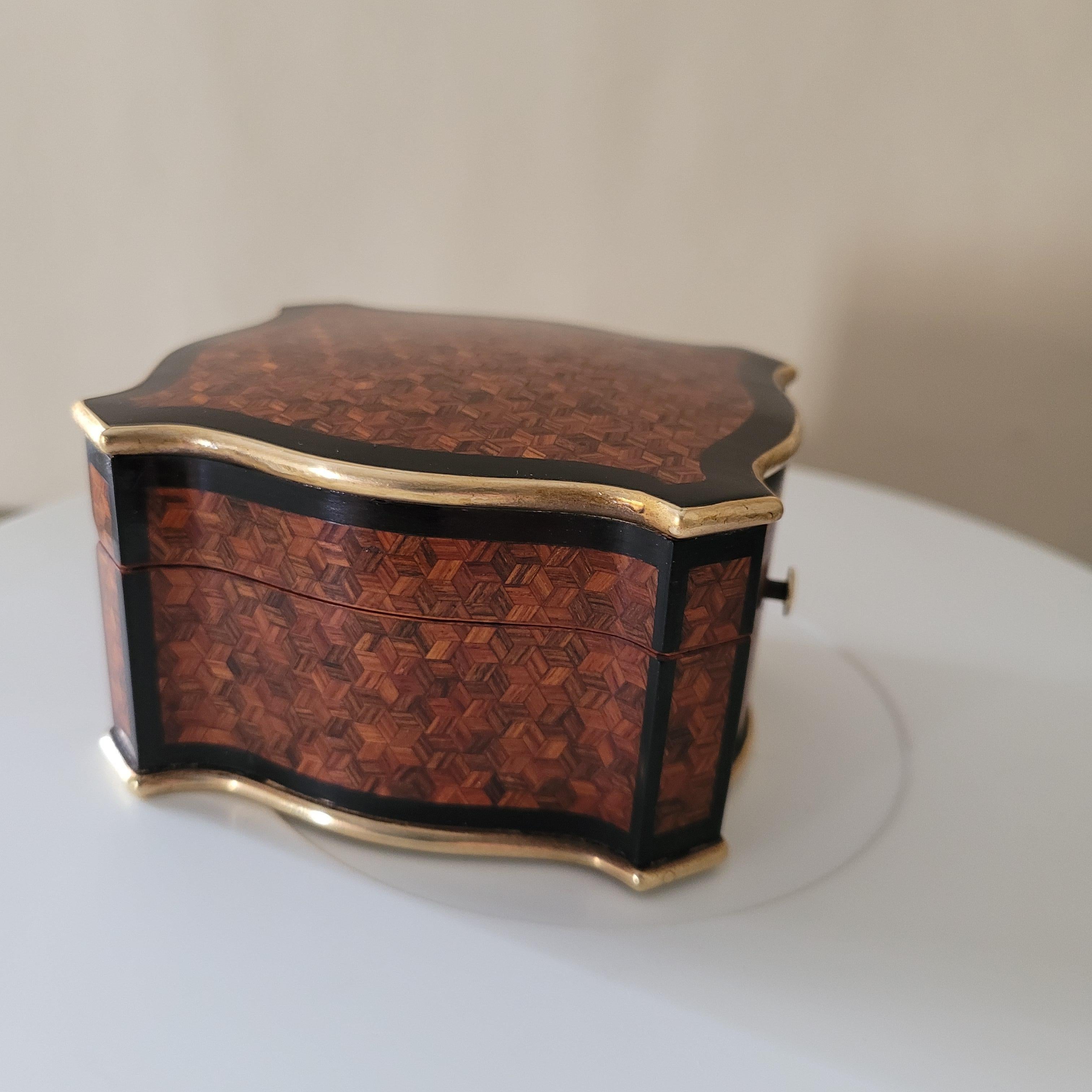 TAHAN Watch Holder, Napoleon 3 Period Rosewood and Ebony Marquetry, Good Cond. In Good Condition In VENDAYS-MONTALIVET, FR
