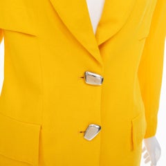 TAHARI Vintage yellow fuchsia block tiered blazer skirt suit set US 6 M