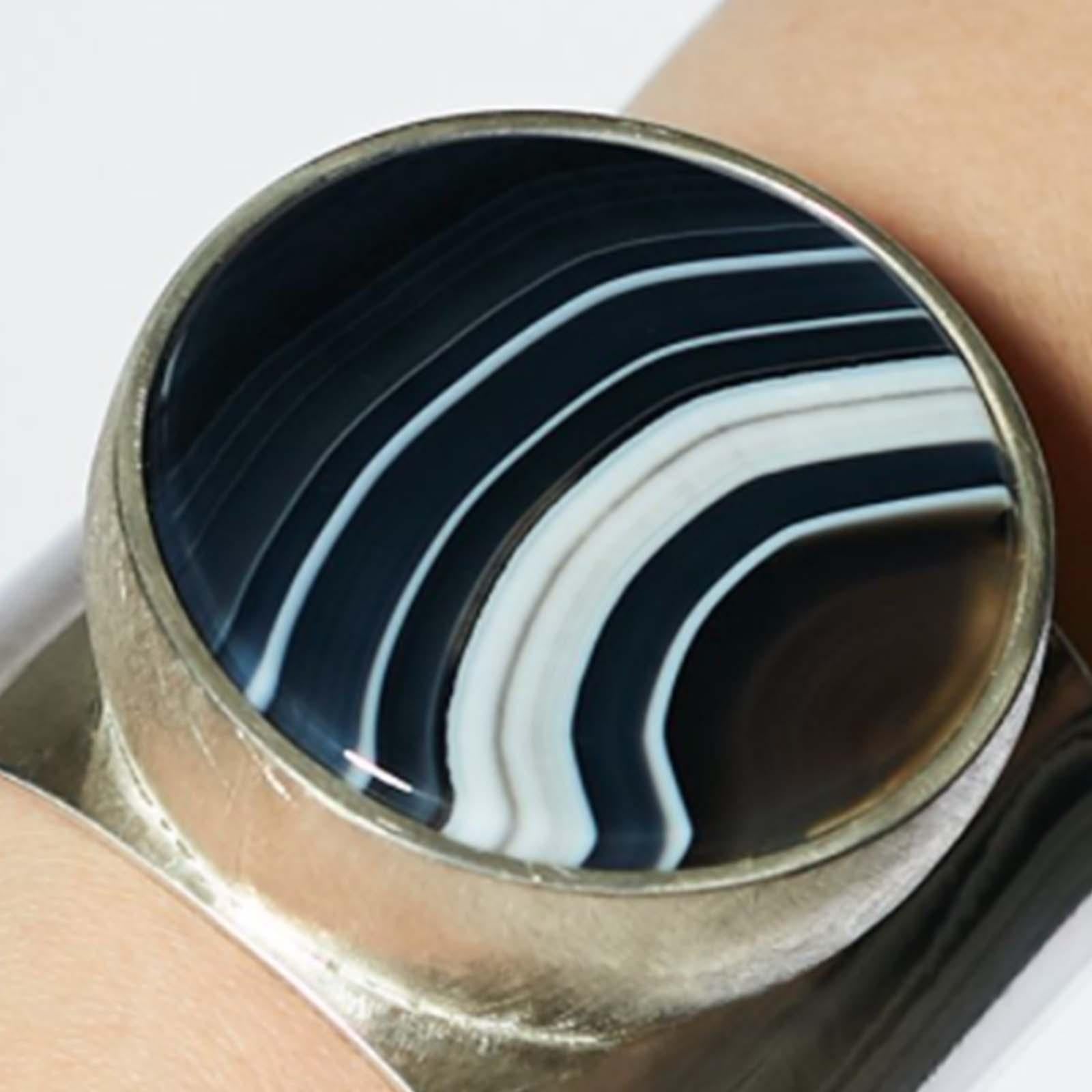 Taher Chemirik's Agate and Silver 'Edith Cuff' In New Condition For Sale In London, GB