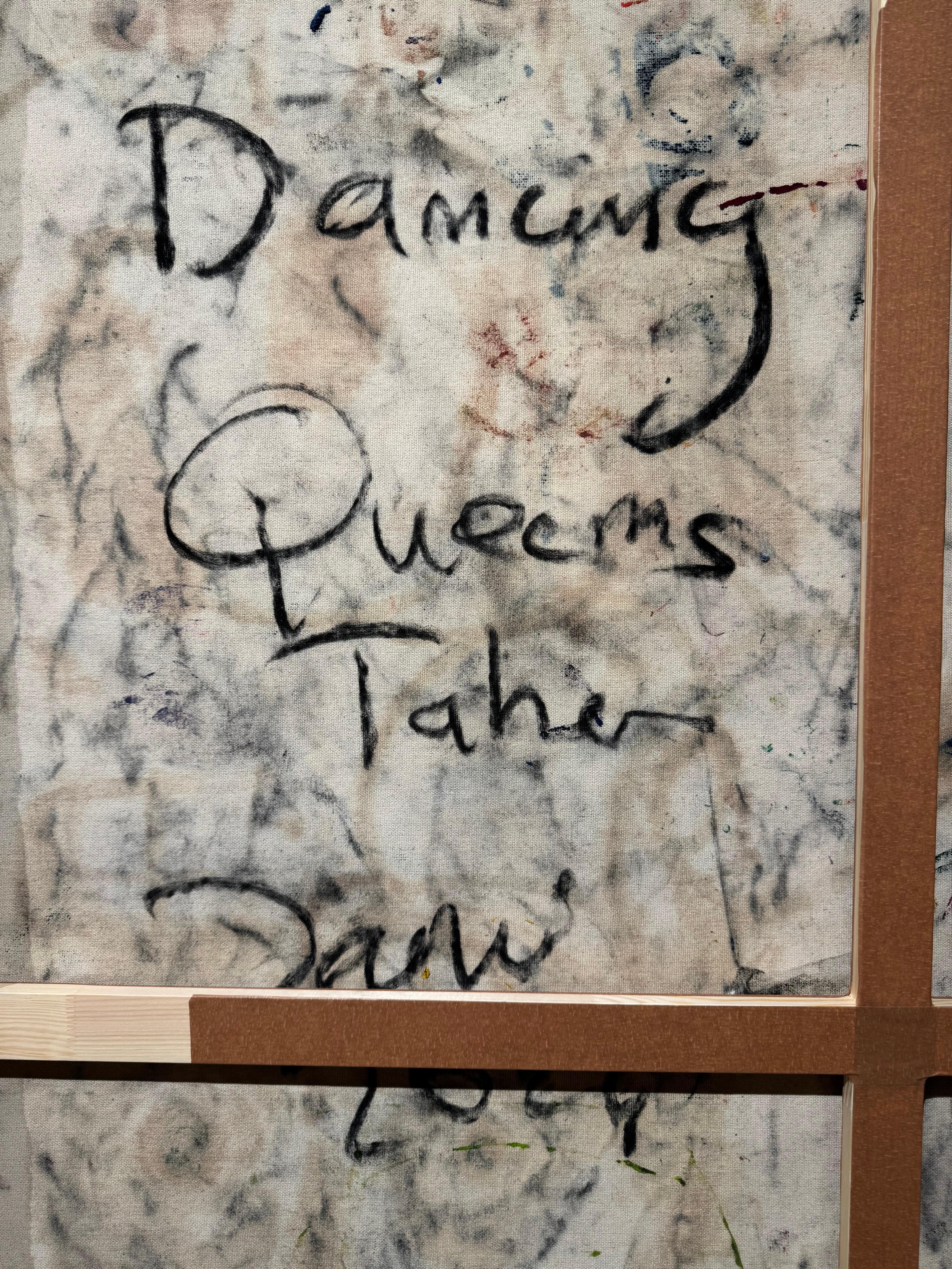 Large-scale painting influenced by abstract expressionism, urban art, and graffiti. 
Original and unique artwork, sold with it's certificate of authenticity and stretches on custom-made wooden base frame.

Taher Jaoui (b. 1978) is a French
