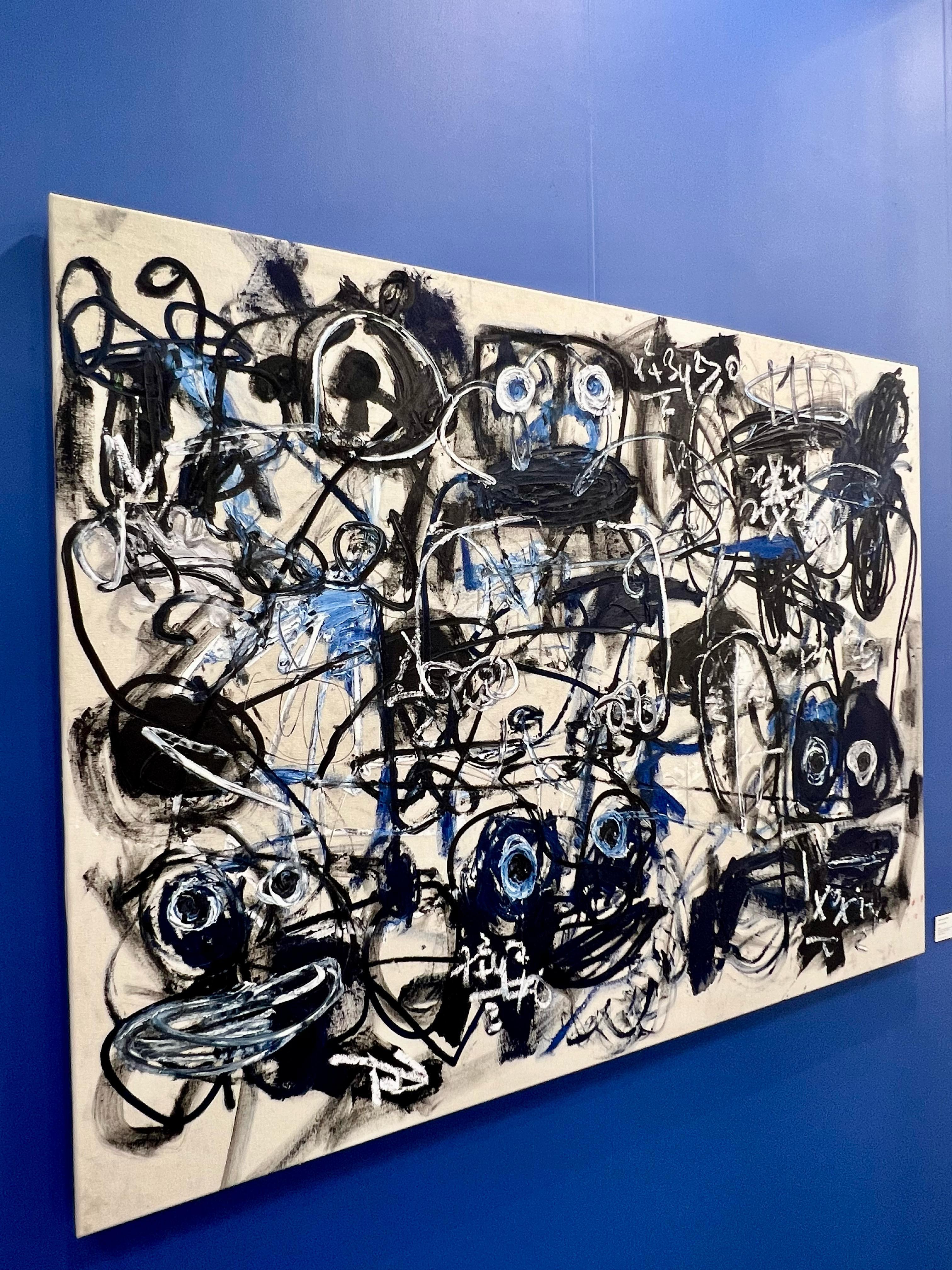 Luchando con selfs - Abstract Painting Negro de Taher Jaoui