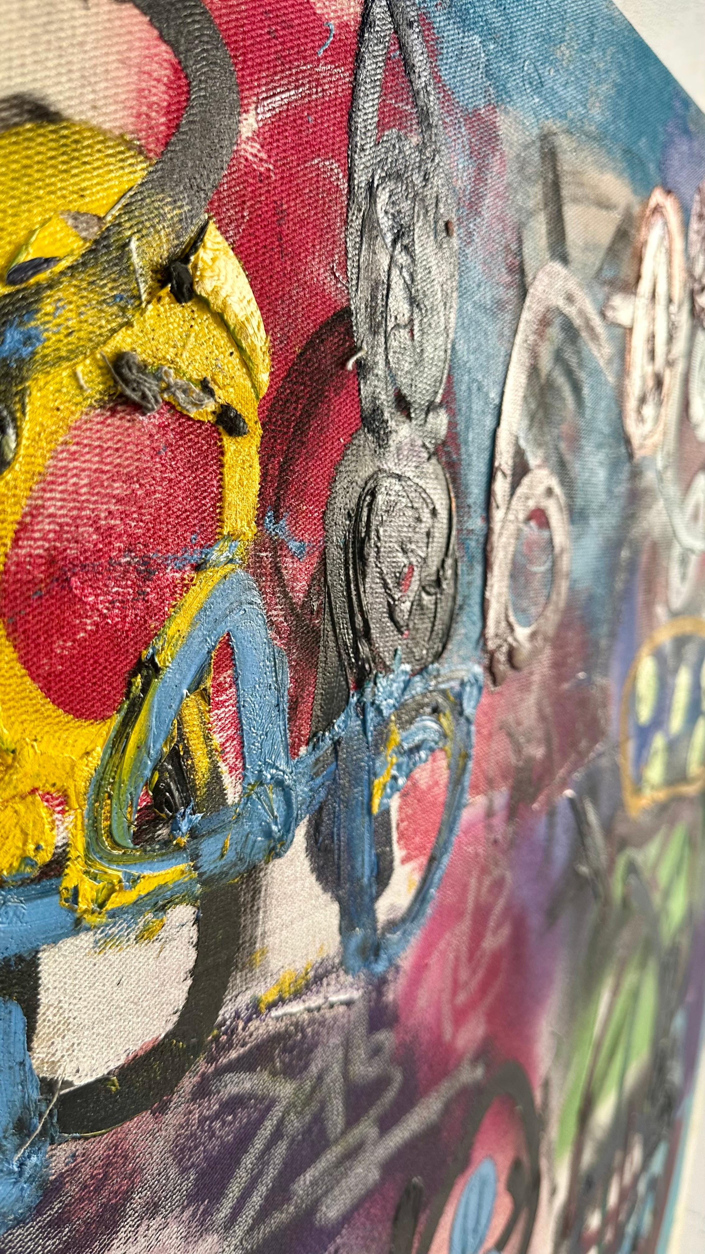 Originelle und einzigartige Kunstwerke
Malerei in Acryl und Mischtechnik auf Leinwand
Signiert, betitelt und datiert auf der Rückseite der Leinwand.