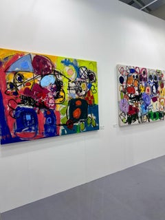 The Colored Promenade: Acrylic Mixed Media Canvas Painting, 125x165 CM