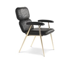 21st Century Tahiti Chair in Black Leather by Roberto Cavalli Home Interiors