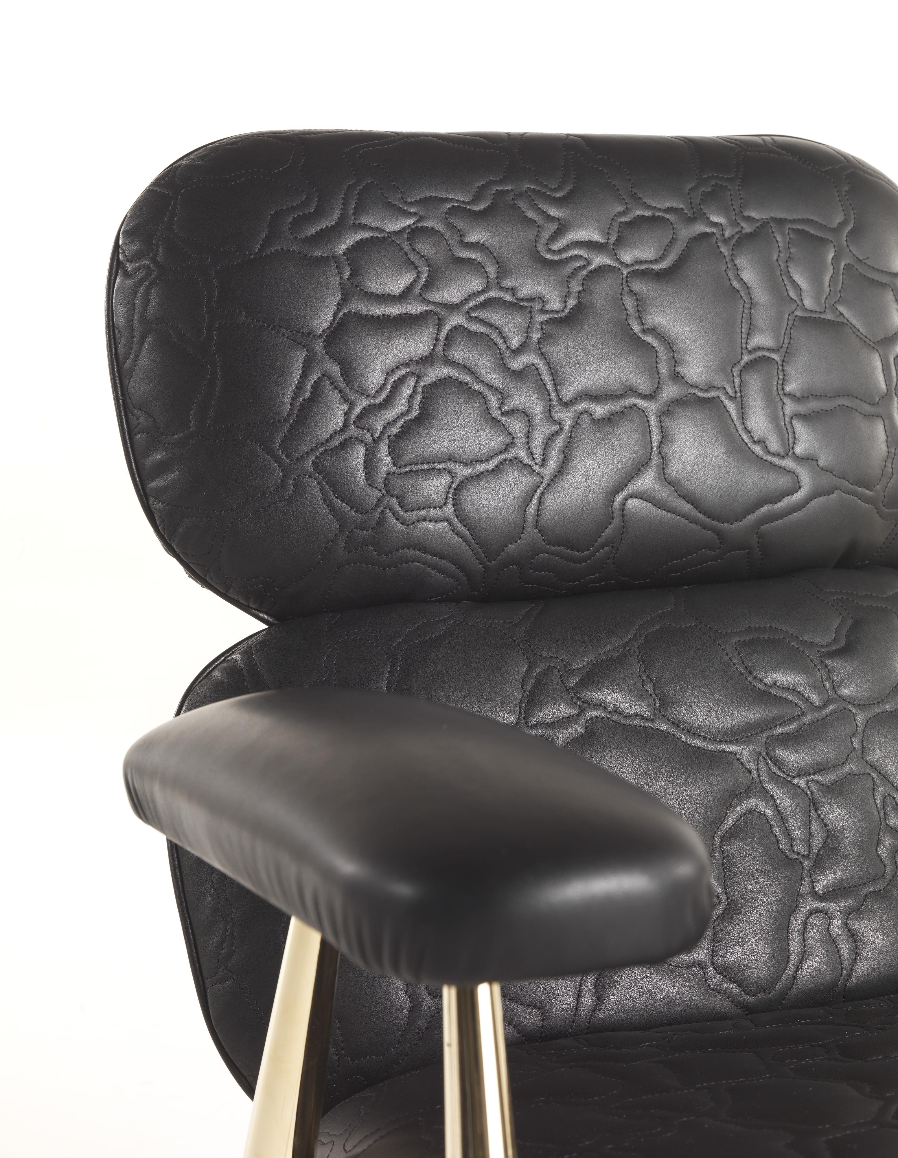 Italian 21st Century Tahiti Chair in Black Leather by Roberto Cavalli Home Interiors For Sale