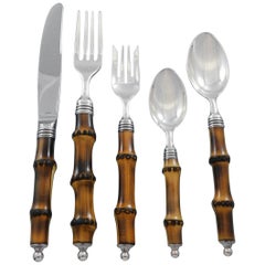 Tahiti by Buccellati Italy Silver Flatware Set for 12 Service 63pc Dinner Bamboo