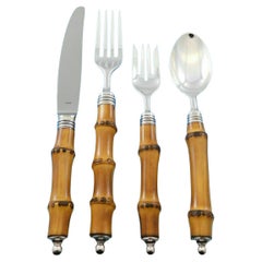 Tahiti by Buccellati Italy Silver Flatware Set Service 60 Pcs Dinner Bamboo