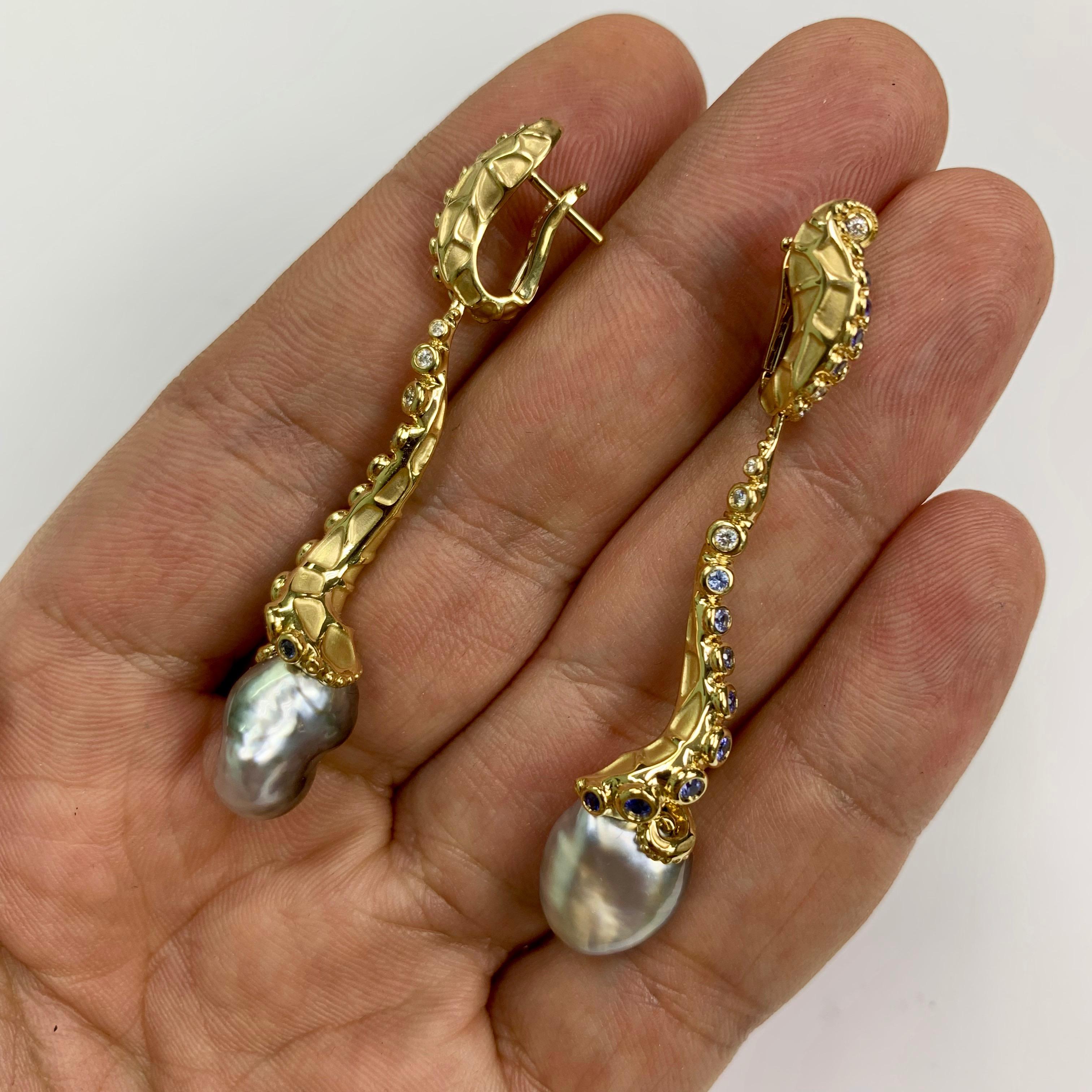 pearl octopus earrings