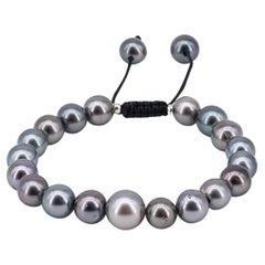 Bracciale di perle di Tahiti con chiusura a cordoncino