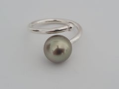 Tahiti Pearl Ring Round, Natural Color and Orient