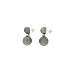 Tahiti Pearls 18 Karat White Gold Diamonds Stud Earrings