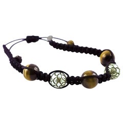 Tahiti Pearls and Tiger Eye White Gold 18 Karat Bracelet