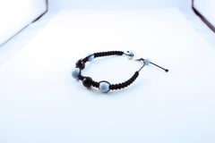 Tahiti Pearls, Aquamarine, Black Tourmaline and White Gold 18 Karat Bracelet