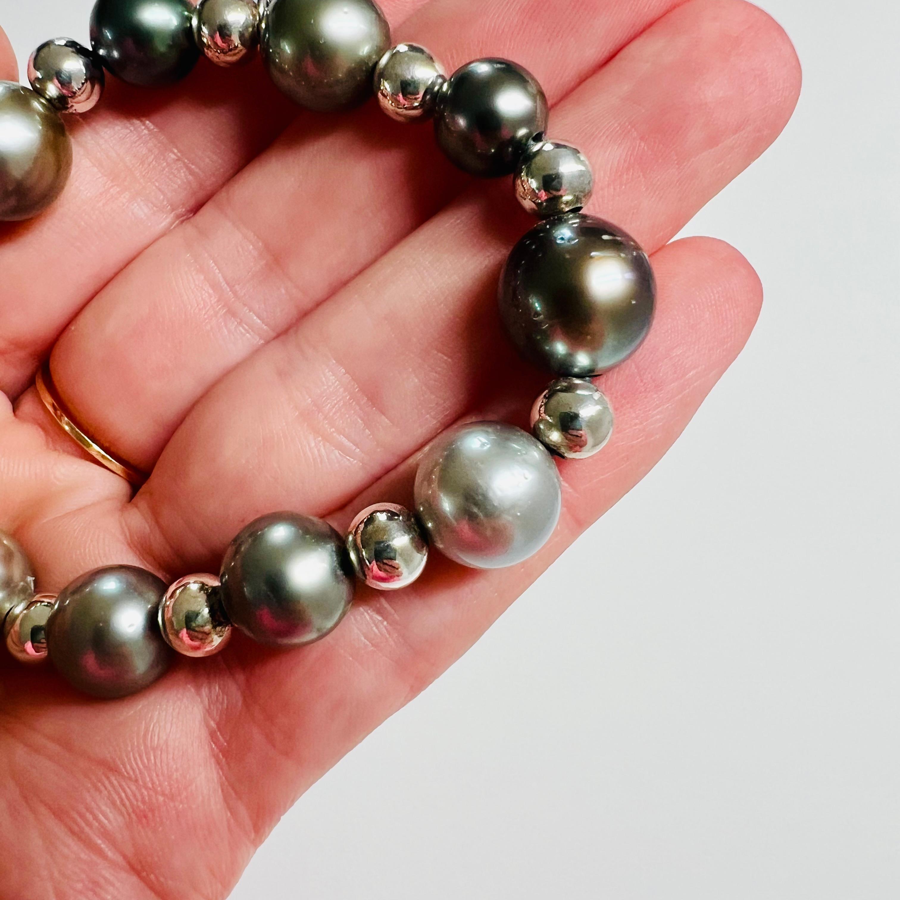 Pulsera de perlas de Tahití y cuentas de plata en Nuevo Estado en Boostedt, SH
