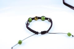 Tahiti Pearls, Tiger Eye and Green Nephrite White Gold 18 Karat Bracelet